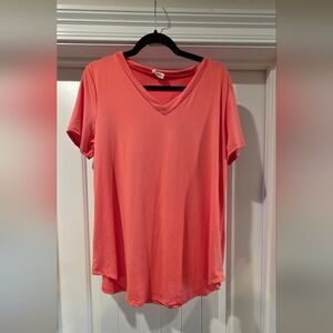 Vibrant Coral V-Neck Women's Tee